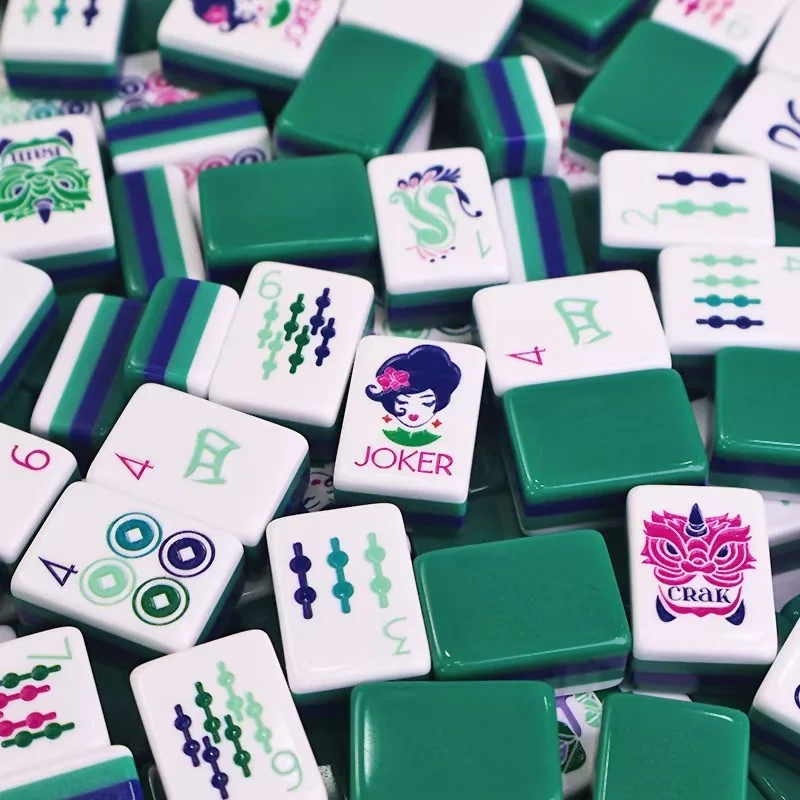 Customized 4-Layer American Mahjong Cards 160 Acrylic Tiles Mahjong Set with Print Vintage Pattern for Family Party Game S78cf270484984d5c9589e4085defec0cE