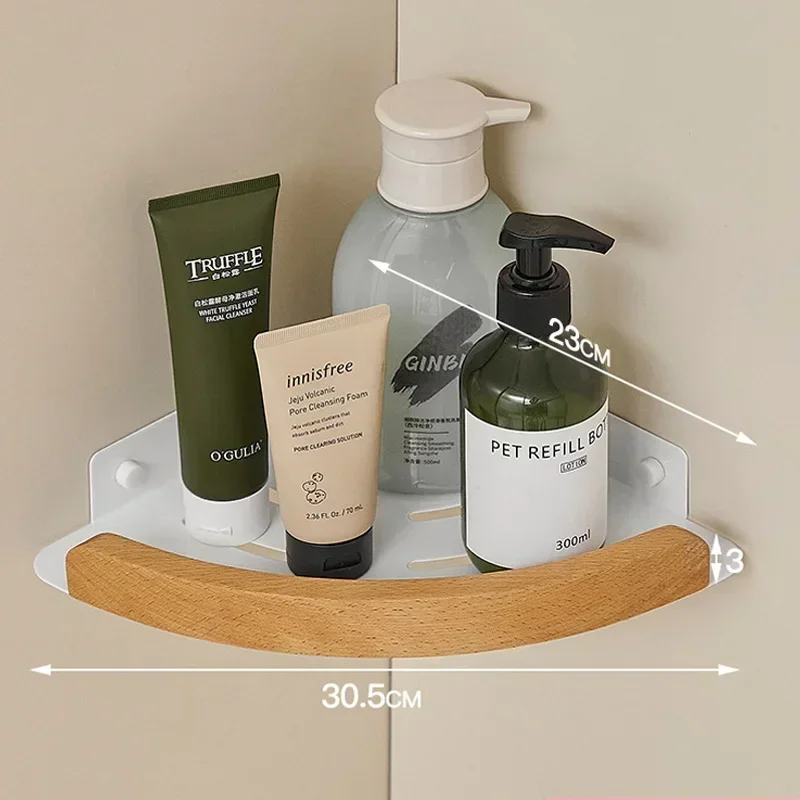 Bathroom Pendant Towel Holder Shower Rack Solid Wood Bathroom Shelf Shampoo Shower Gel Corner Holder Towel Bar Mobile Phone Rack