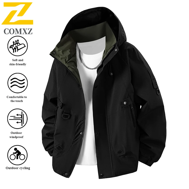 EiAO Jacket Mountain Utility  Men Women Waterproof Windproof Hooded Workwear Coat for Hiking Camping Fishing Outdoor Techwear