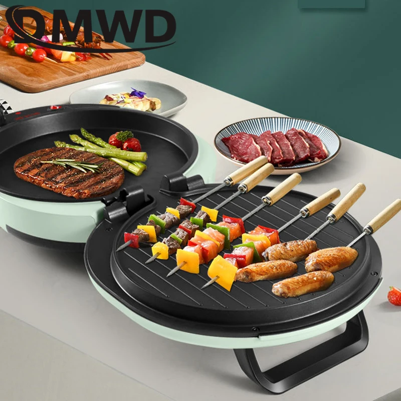 DMWD Electric Baking Pan Double-sided Heating Suspension Type Crepe Maker Breakfast Pancake Baking Machine Pizza Griddle 220V 3
