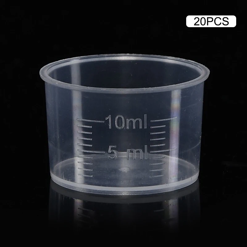20 Stück 10ml Messbecher Kunststoff klar Einweg flüssigkeit volumet rischer Messbecher Messbecher Becher Küchen backwerk zeug – Detail 7