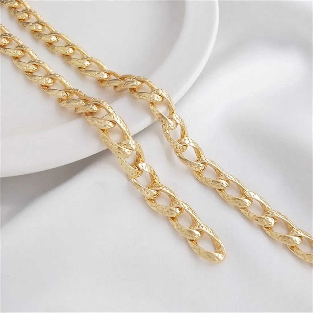 

14K Solid Gold Snakeskin Cuban Chain Rough Vintage Snake Chain DIY Handmade Necklace Bracelet Loose Chain B654