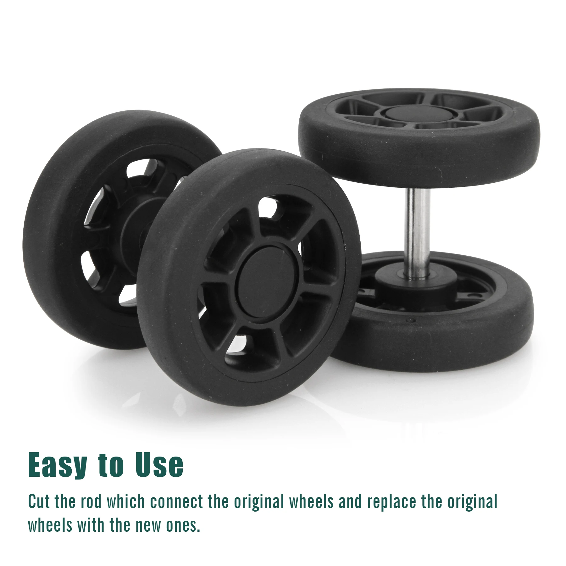 8Pcs Black Replace Wheels with Screw For Travel Luggage Suitcase Wheels 55mm Axles Repair Kit Silent Caster Wheel DIY Repair