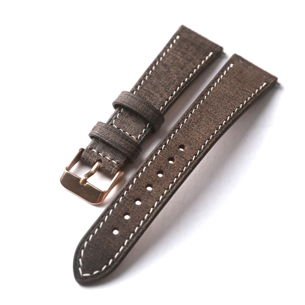 Handmade Vintage Style Genuine Leather Strap - High Quality Italian Cowhide with Quick Release