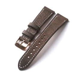 Handmade Vintage Style Genuine Leather Strap - High Quality Italian Cowhide with Quick Release for 22mm (Brown  Rose Gold)