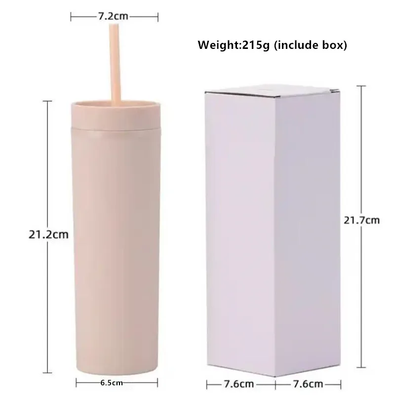 16oz 22oz Matte Pastel Colored Acrylic Skinny Tumblers with Lids