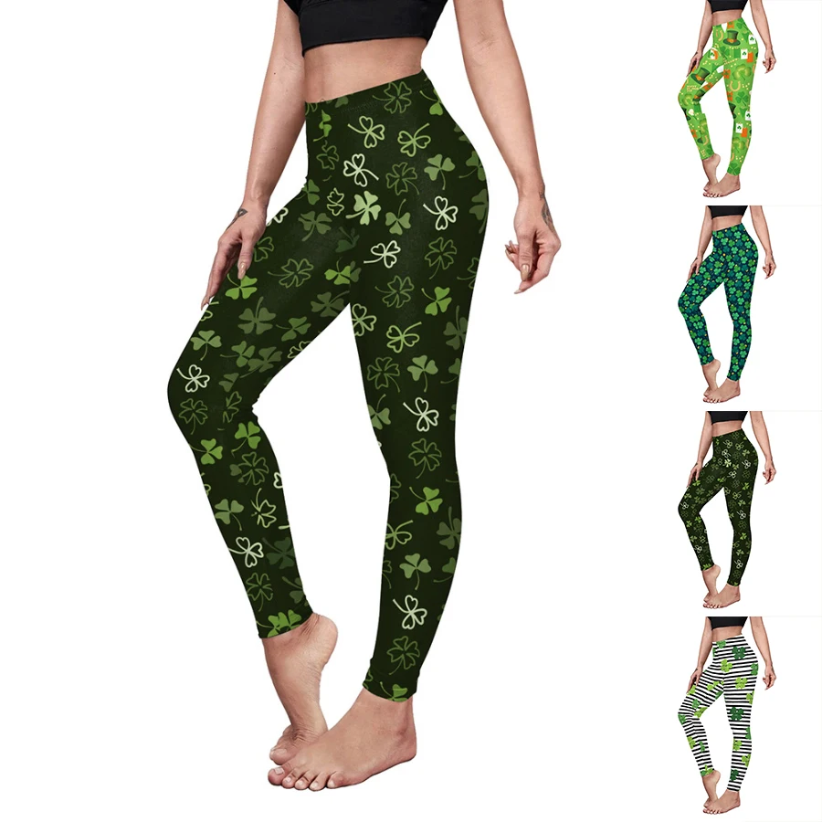 

Women's Fitness Jogging Pants Clover Elastic Yoga Leggings Breathable Sports Leggings XS-8XL
