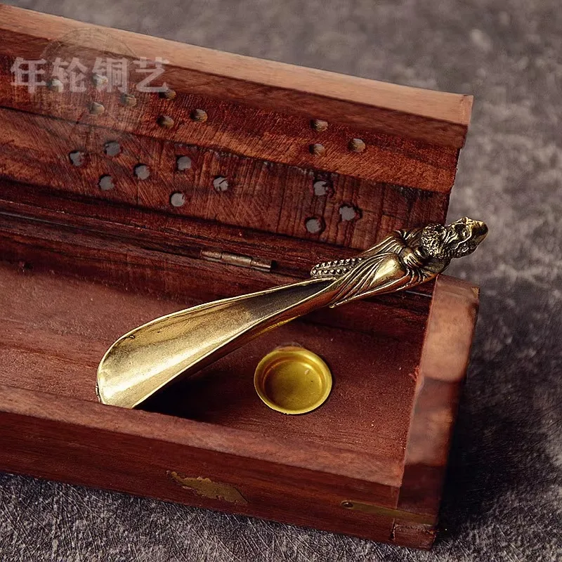 Creative Tea Scoops Shovel Brass Copper Lotus Root Bamboo Tableware Coffee Spoon Pet Ceremony Ice Cream