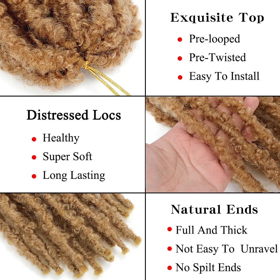 Wakego 24 18 14 Inch Butterfly Locs Crochet Hair Ginger Bug Blonde Brown 27 350 Colors Pre-Twisted Distressed Locs Crochet Hair 3