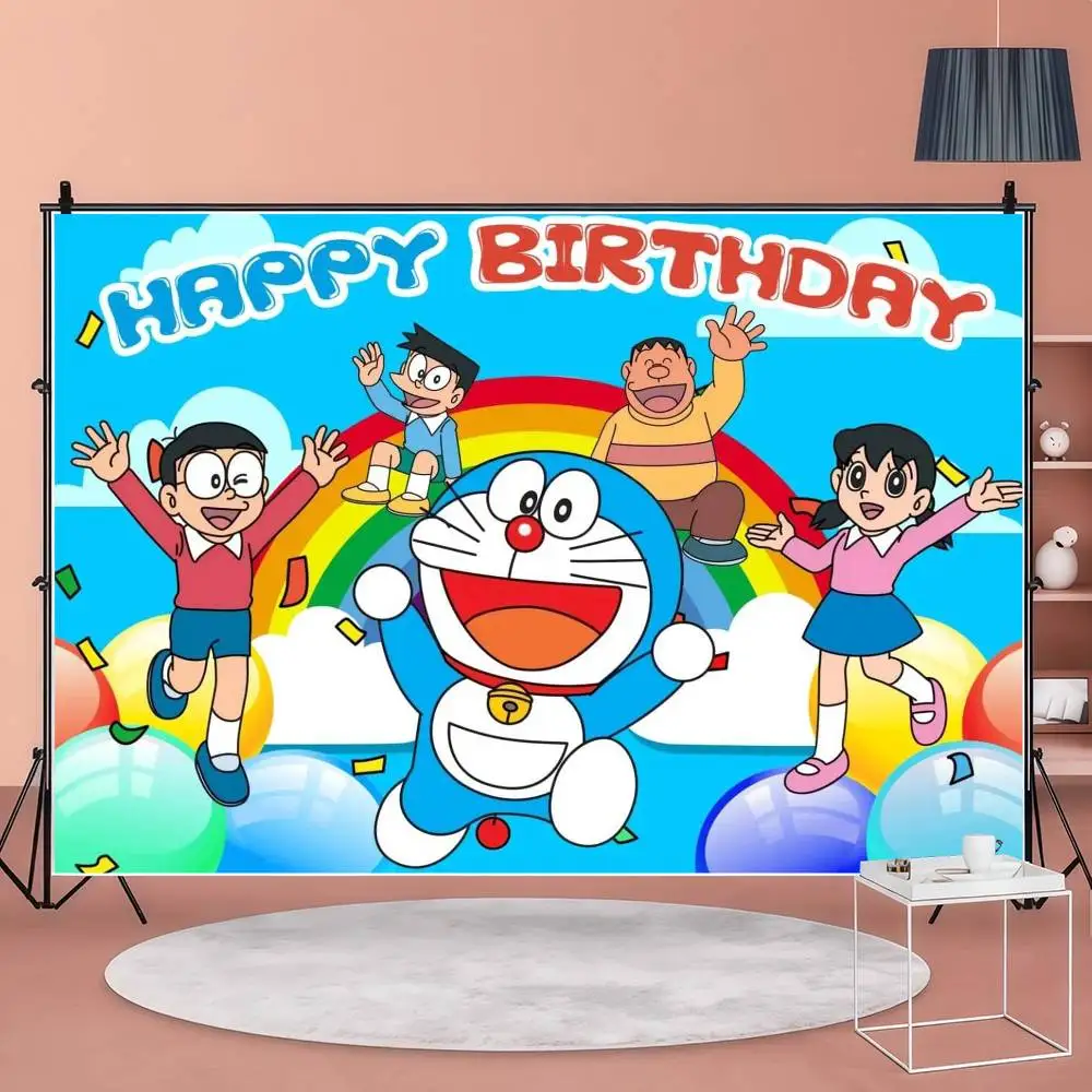 Hintergründe für Fotografie, Kindergeburtstag, Party-Poster, Blumen, Ballondekoration, Fotohintergrund, süßer D-doraemon-Geburtstag – Detail 10
