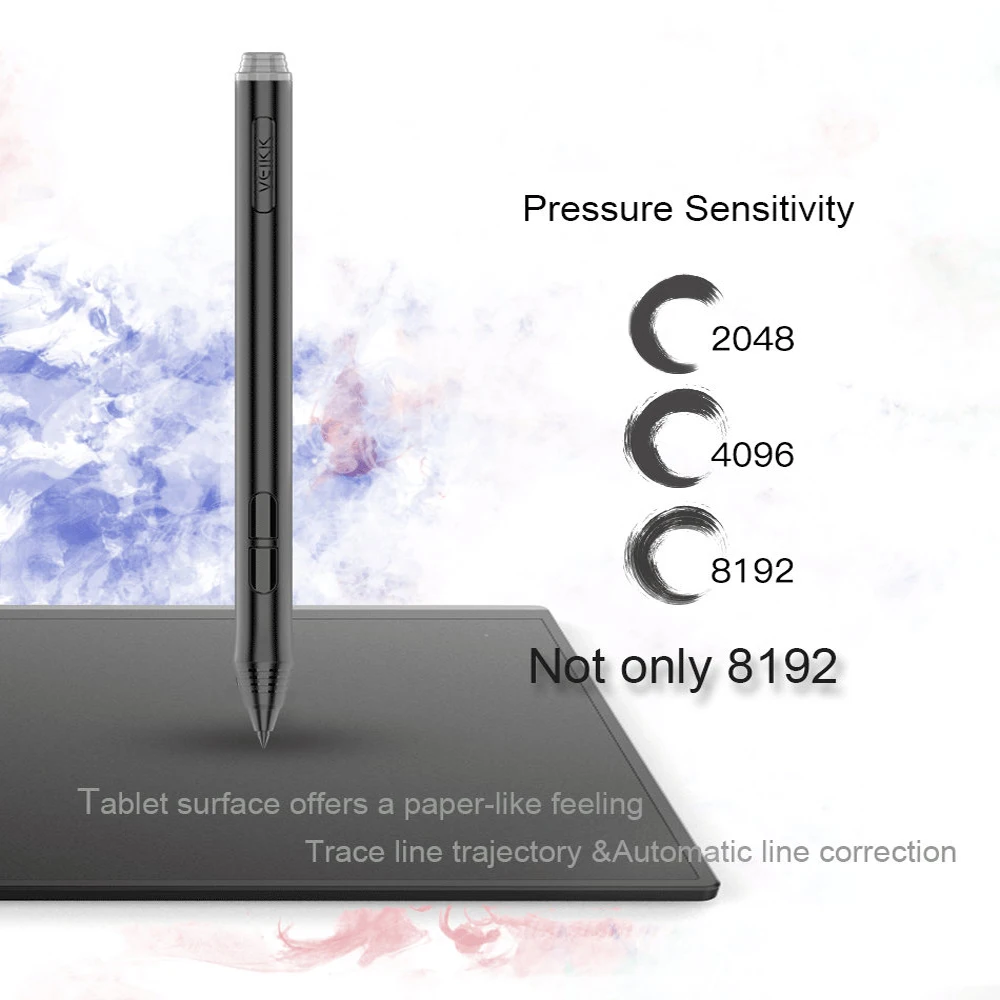 8192 níveis, sem bateria, caneta passiva, sensibilidade à pressão, tablet digital
