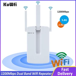 KuWFi-repetidor Wifi de 1200Mbps, amplificador de banda Dual 802.11AC, de largo alcance, 2,4G, extensor inalámbrico, enrutador AP