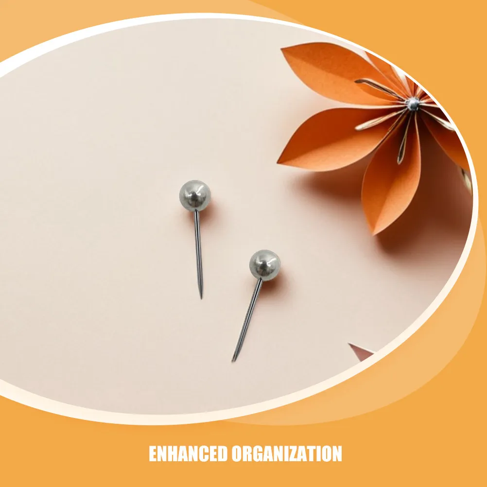 500개 세련된 원형 압정, 코르크보드, 게시판, 지도, 사진, 메모, 노트, 디스플레이, 벽걸이, 사무실용 고강도 금속 압정