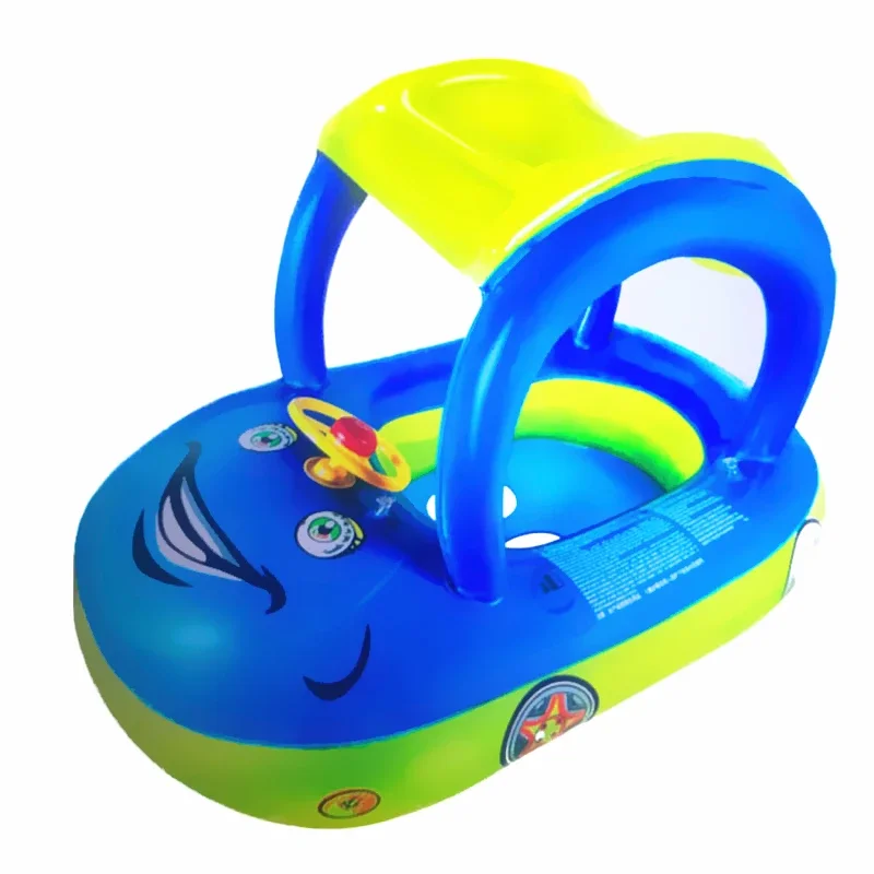 Inflatable Baby Swim Ring Seat Floating Sun Shade Toddler Swim Circle Outdoor Swimming Pool Bathtub Beach Party Summer Water Toy 3
