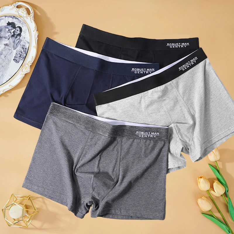 

4 Pcs/Lot Panties High Quality Men's 95% Cotton Letter Boxershorts Male Breathable Underwear Soft Shorts Underpants Boxer Briefs