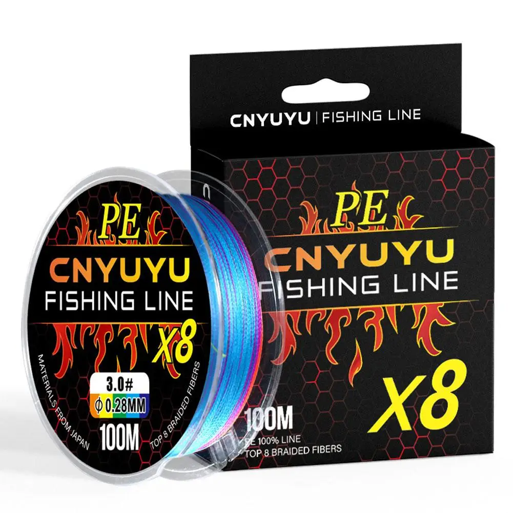 

CNYUYU 100M Braided Fishing Line 8 Strand Abrasion Resistant Braided Lines Super Durable Casting Rainbow Color For Visibility