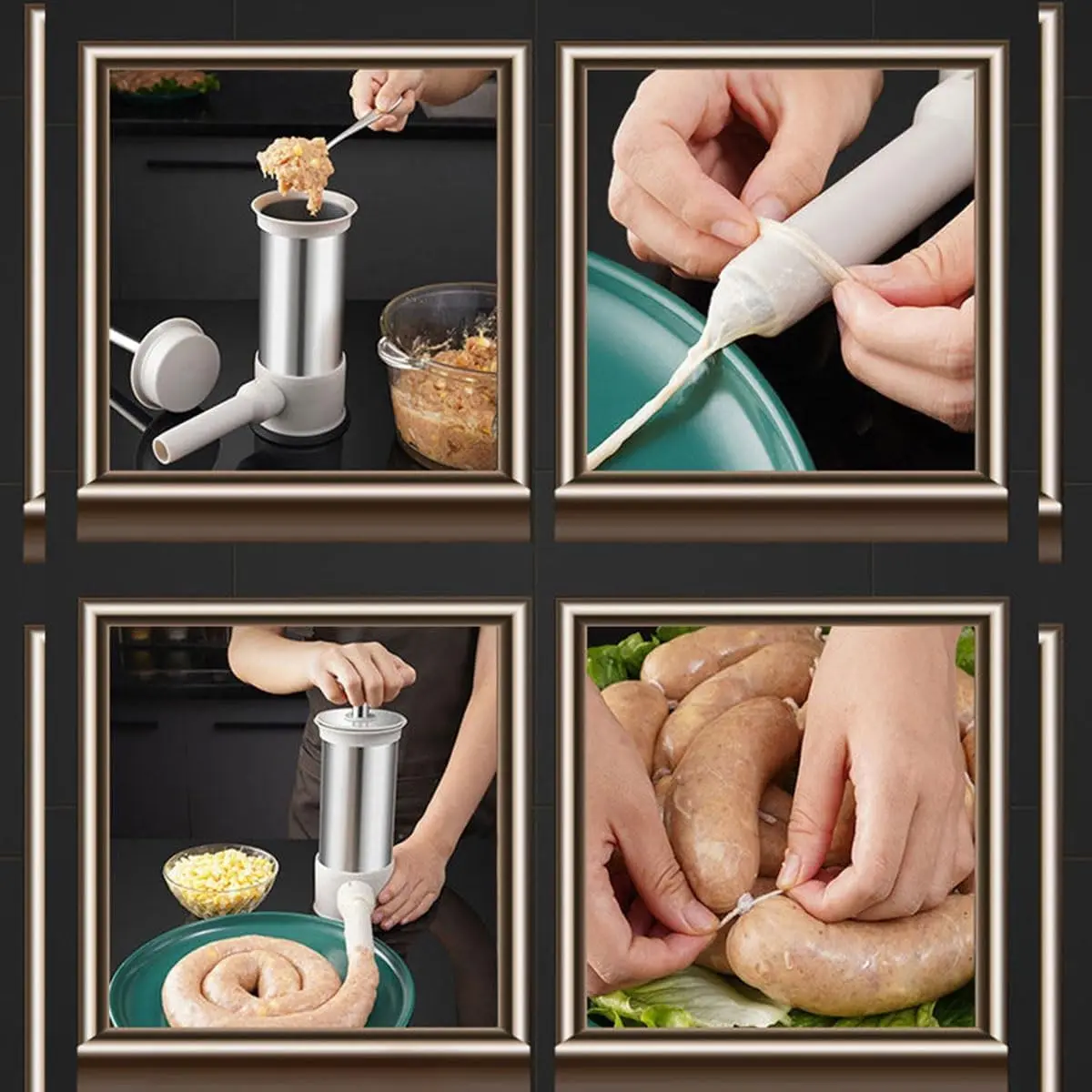 Sausage Stuffing Machine Manual Vertical Maker Tool 4 Stuffing Tubes