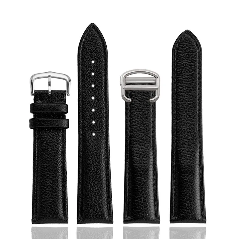 Luxurious Soft Genuine Leather Quick Release Watch Strap - Black
