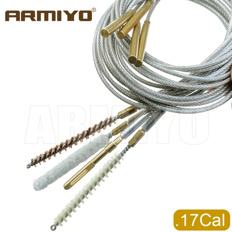 Armiyo Tactical .17Cal 4.5mm Pipeline Cleaning Hunting Gun Brush Brass Patch Holder Barrel Mop Cotton Kit 3mm Iron Draw Cable