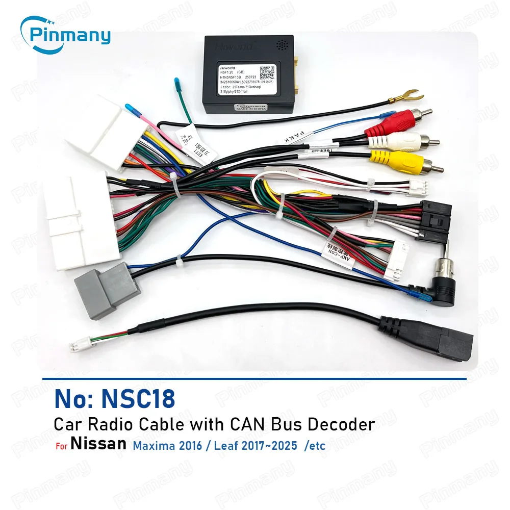 Autoradio-Kabel NSC18 16-poliger Stromkabelbaum-Adapter mit CAN-Bus-Decoder für Nissan Maxima Leaf