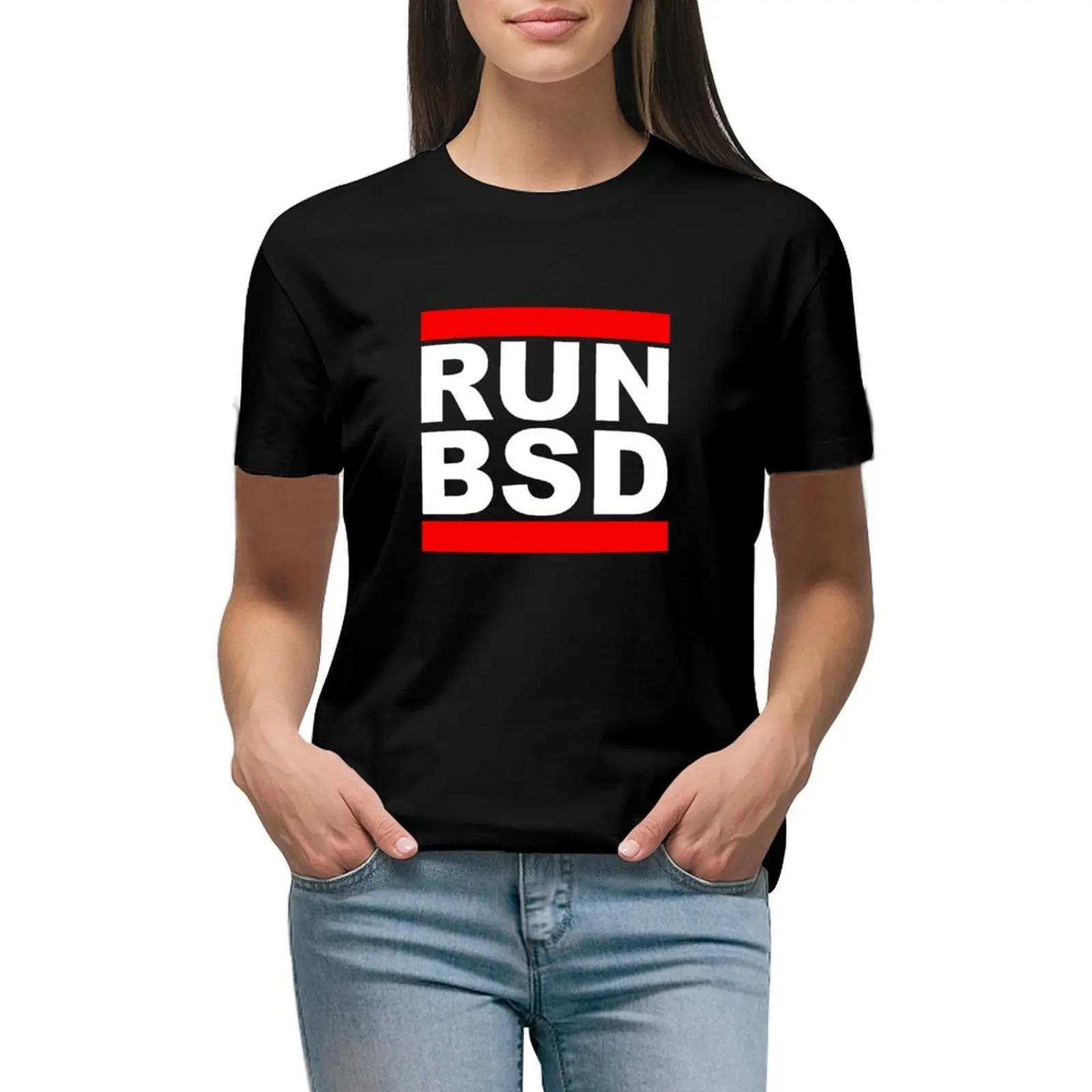 

RUN BSD Cool WhiteRed Design for Unix Hackers amp Sysadmins T-shirt Aesthetic clothing female hippie clothes tops Women