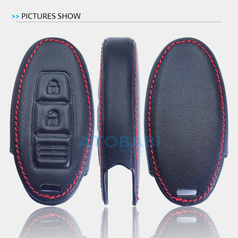 Leather Car Key Cover Case for Nissan Versa Maxima Altima Rogue Armada Sentra Murano Leaf Infiniti FX35 Q70 G35