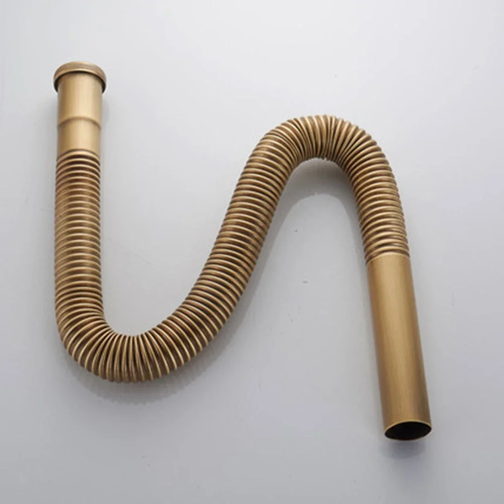 Sifón De Manguera Flexible De Latón - 80 Cm, Cabezas 32 Mm Y 30 Mm Para Fregadero De Cocina O Baño
