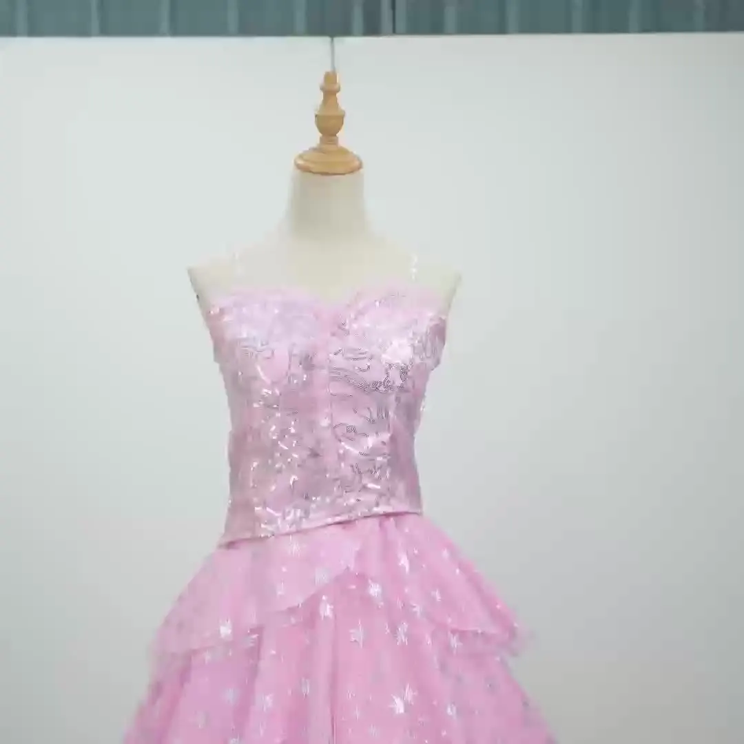 open lace back dress Pink Fairy Glinda Costume – Sydney Costume Shop main image 0