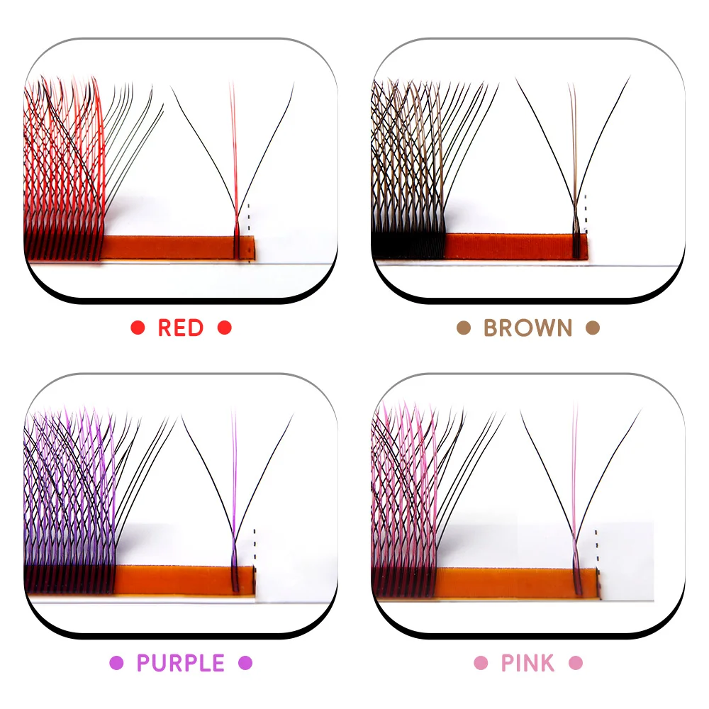 Eyelash Extensions Befer Pink Red Colored Volume 3D W Eyelashes Extension Fake Brown Purple Colorful C D 8-15 Lashes Cosplay