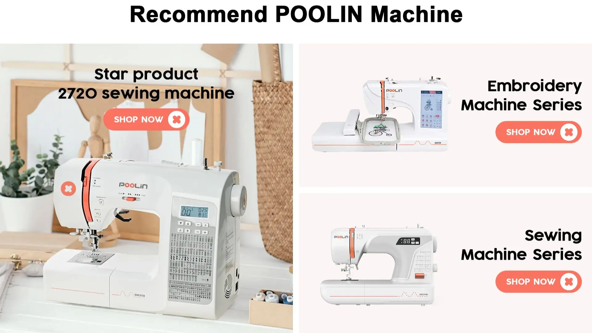 POOLIN EOC590 Simple Homeuse Sewing Machine For Adults - 26 Stitch