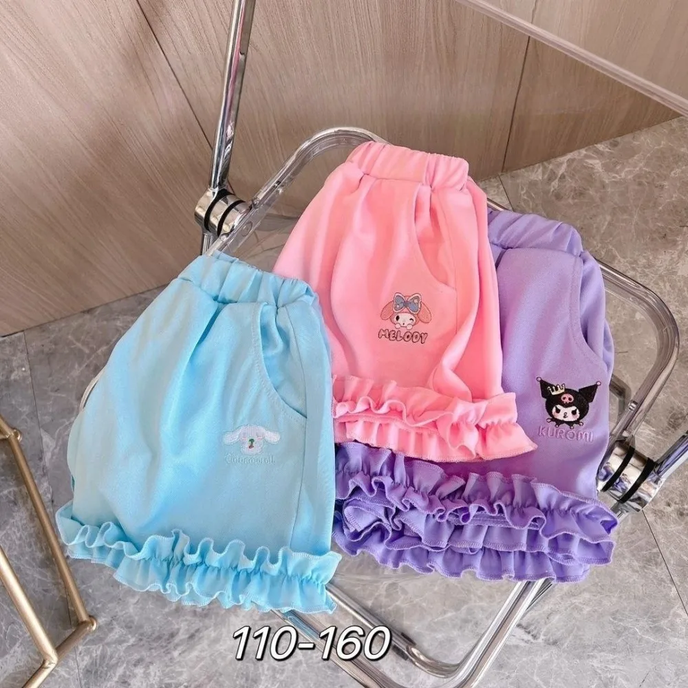 

Kawaii Anime Sanrios Shorts Cartoon My Melody Cinnamoroll Kuromi Children Cute Summer Lace Loose Fitting Shorts Cute Hot Pants