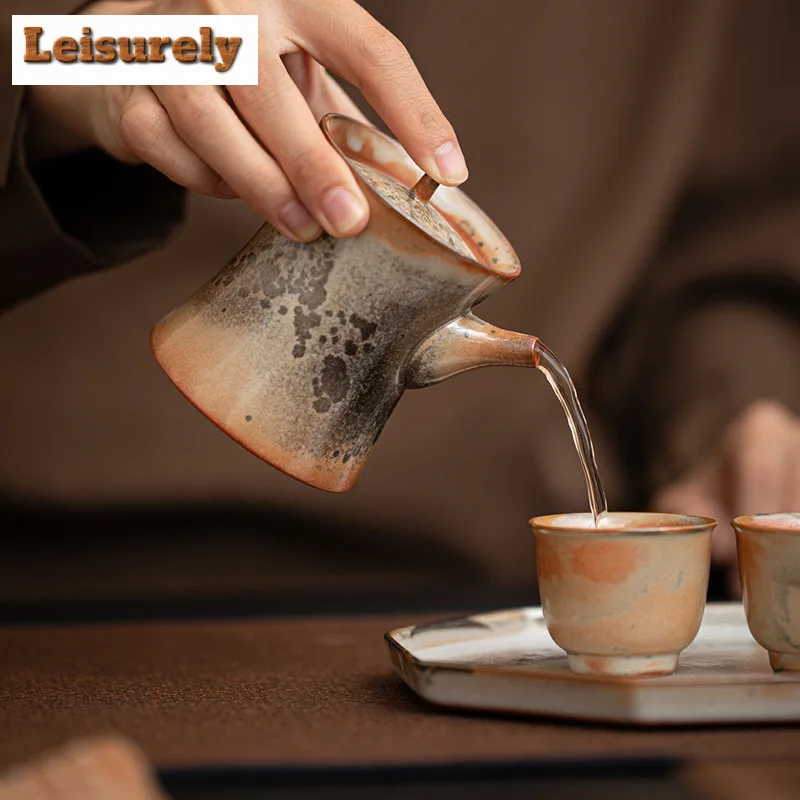 Shino Ware Stand Upright Hand Grab Teapot Antique Tea Infuser Pot Household Tea Maker Kettle With Ball Hole Teaset Decoration