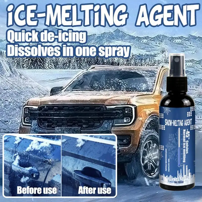 Windshield De-Icer Fast-Acting Ice Melting Spray for Windshields Defrosting Frost Spray Window Snow Melting Defrost Liquid for