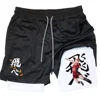 Anime Haikyuu 2 in 1 Compreesion Shorts for Men Gym Workout Running Volleyball Athletic Summer Performance Shorts with Pockets 6