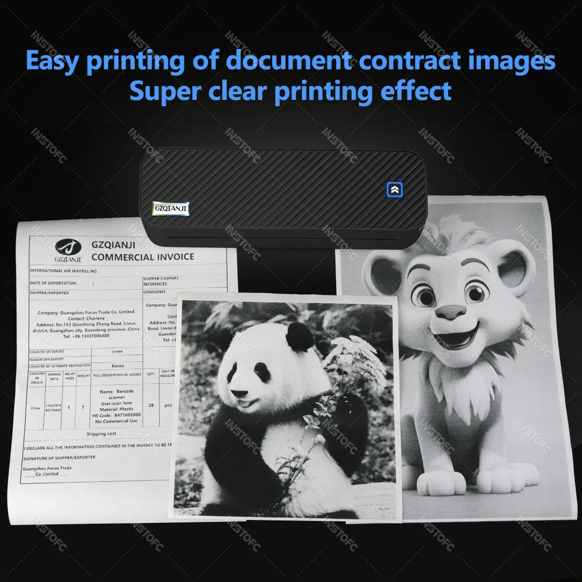 304DPI/203dpi Inkless Portable Thermal Printer A40 Folded Rolls Thermal Paper Photo PDF Document Printing for Travel Office Home - 4