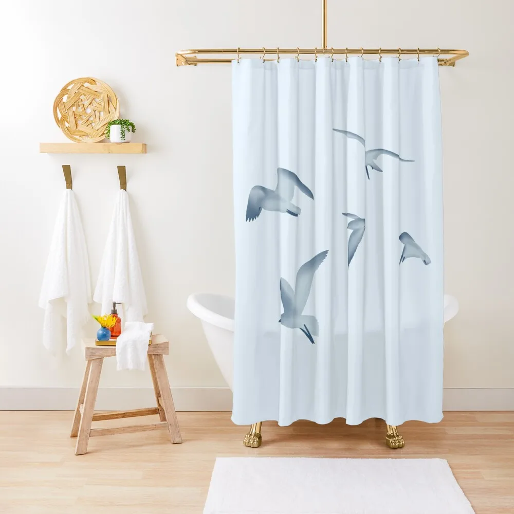 

1989 seagulls Shower Curtain Cover Bathroom And Shower Bathroom Box Bathroom Deco Waterproof Shower Curtain