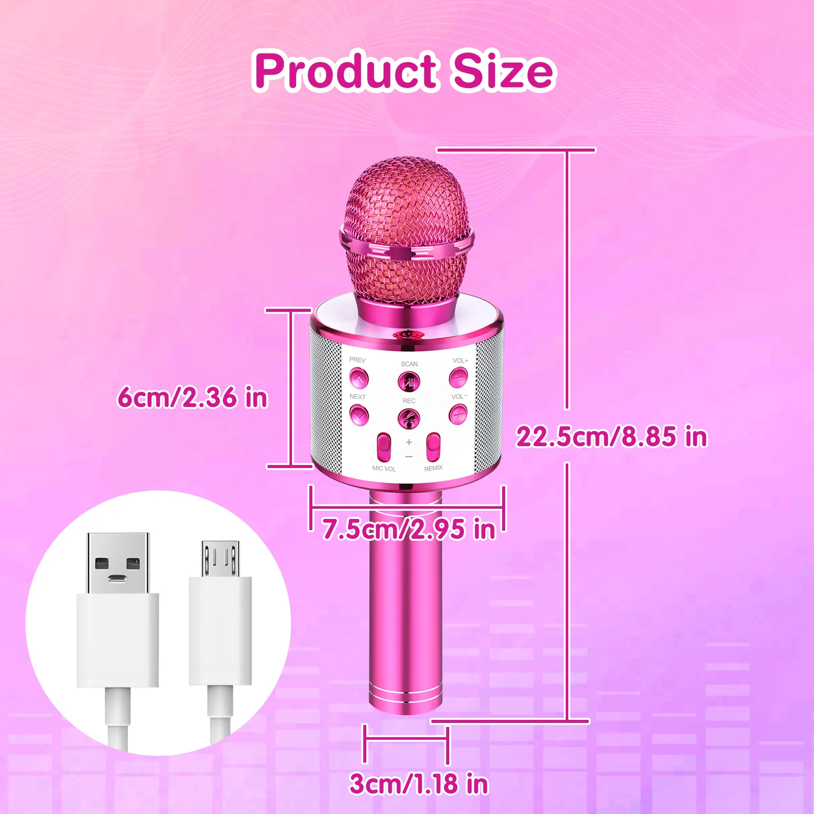Children's karaoke microphone, girl's Bluetooth microphone, birthday gift for girls and boys 4, 6, 8 10 year old children's toys 6