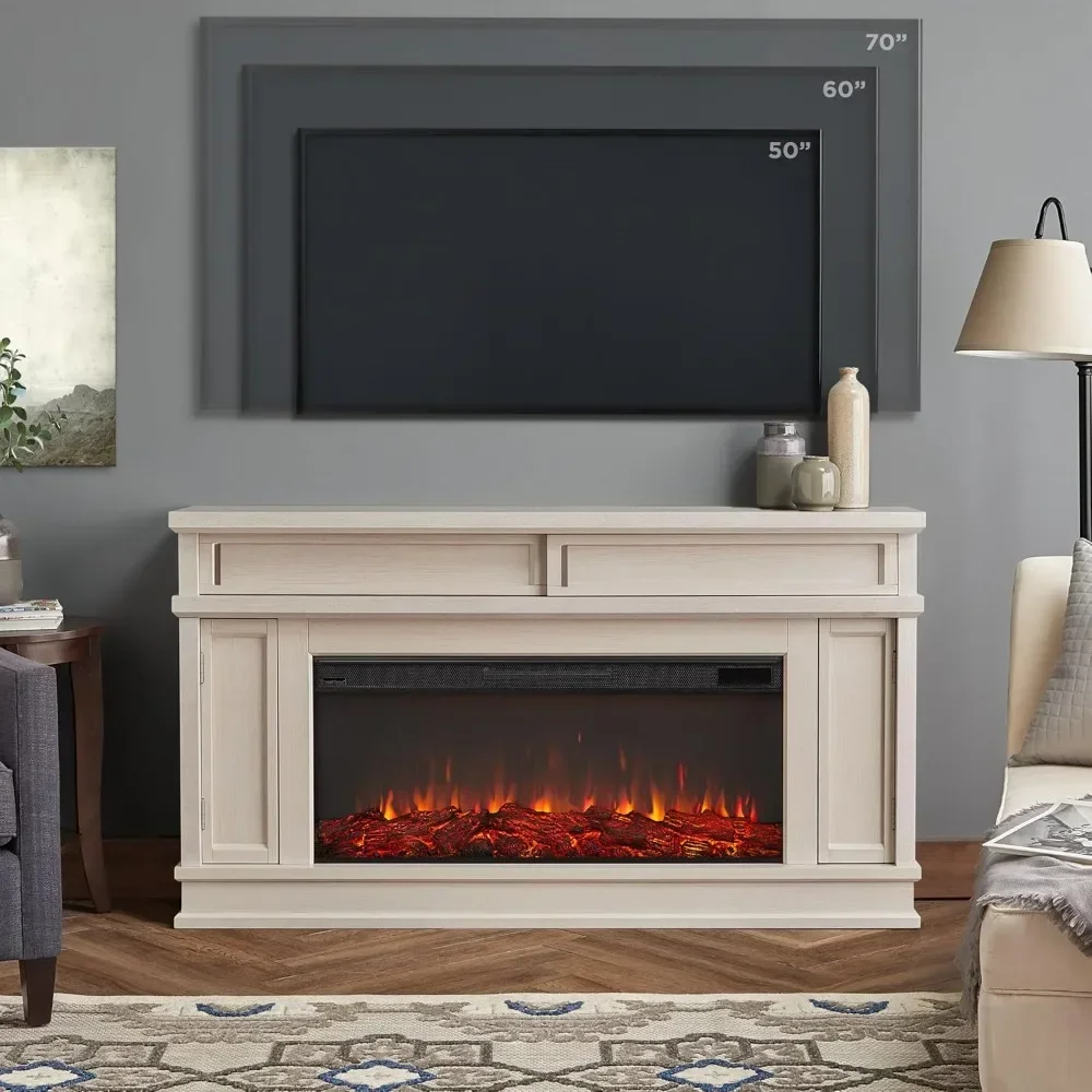 60” Electric Fireplace TV Stand for TVs up to 60 inches, Adjustable Shelves and Hidden Storage, TV Stand for Living Room 2