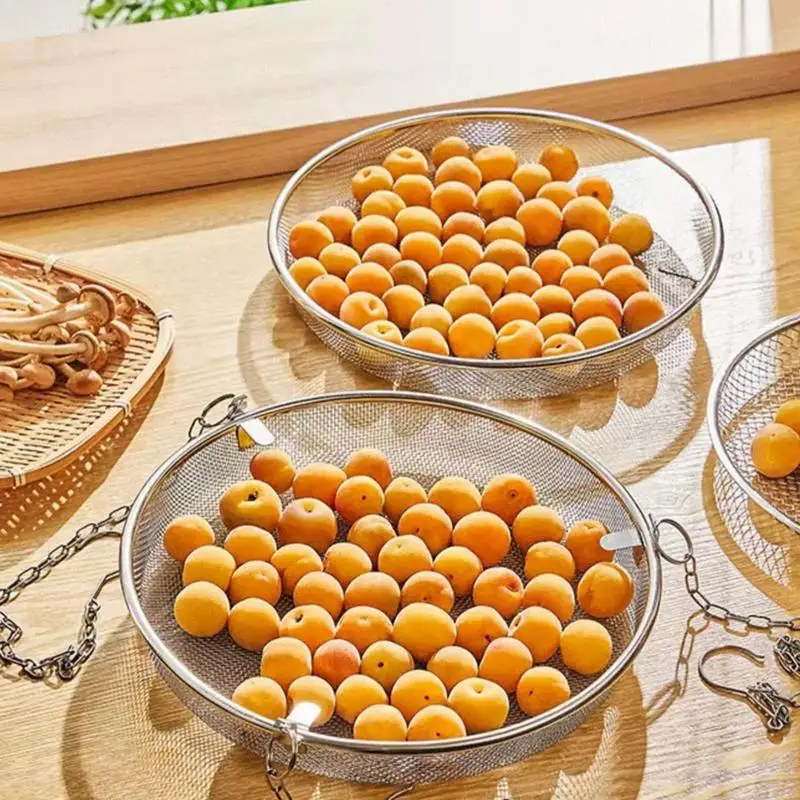 Food Drying Fish Net Stainless Steel Fly-Proof Round Hang Mesh Drying Rack Drying Net Herb Drying Rack For Shrimp Fish Fruit 3