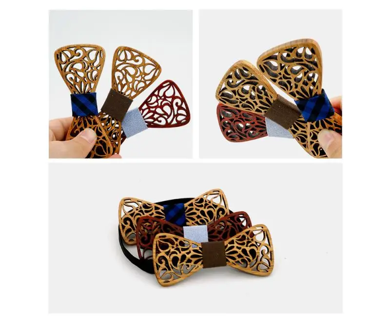 Noeud Papillon Enfant Children Butterfly Kids Bow Tie For Boys Accessories Bowtie Wooden Neck Wear Bowknot Christmas Bow Ties