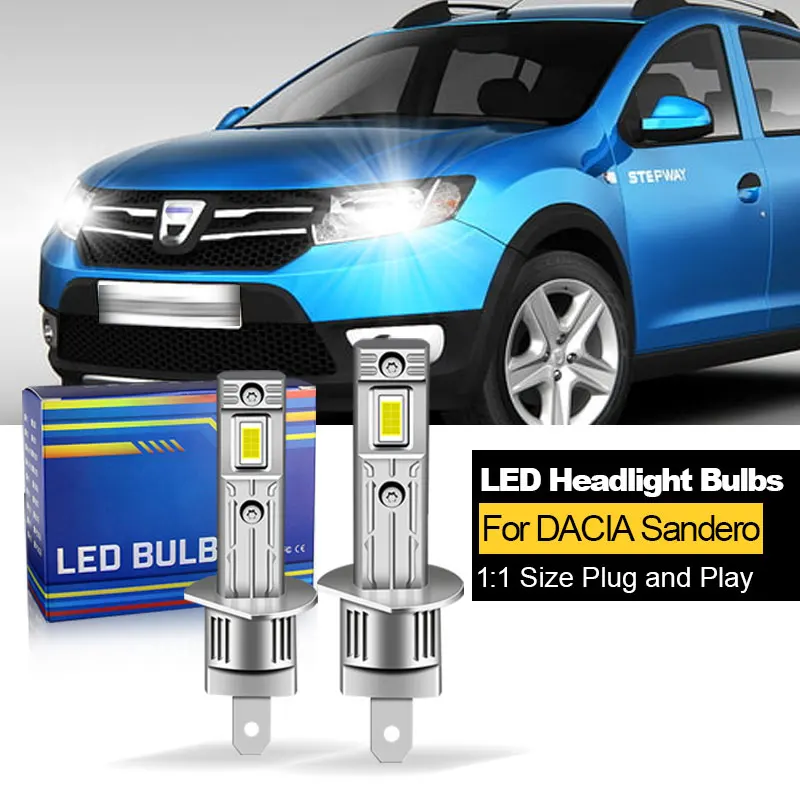 

2PCS CANbus For DACIA Sandero 2013 to 2019 Year LED Headlights H1 H7 High Low Beam Bulbs 20000LM White 12V Plug and Play