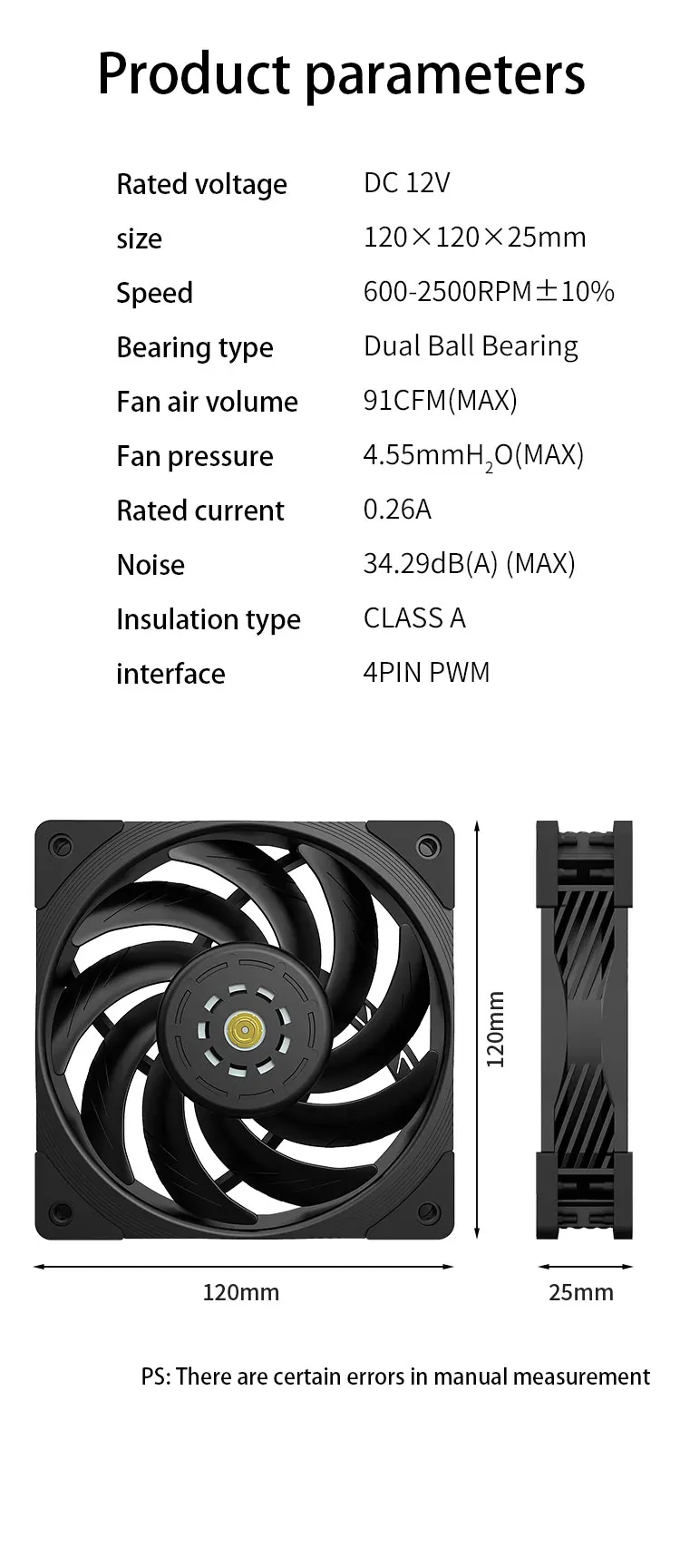 T30 Series PC Cooling Fan High Wind Pressure Performance Version Dynamic Balance
