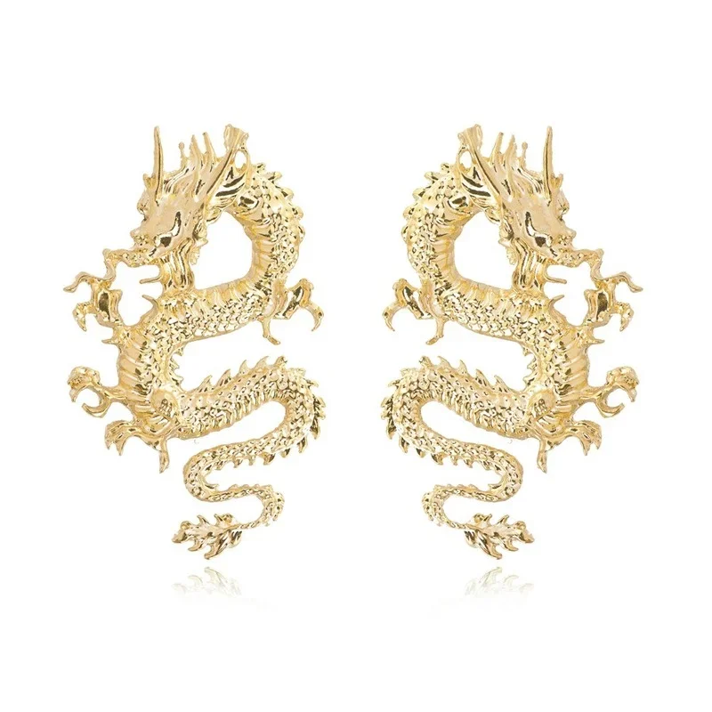 

Popular Chinese Style Three-Dimensional Dragon Earrings Female Long Personality Fashion Totem Earrings Accessories for Women