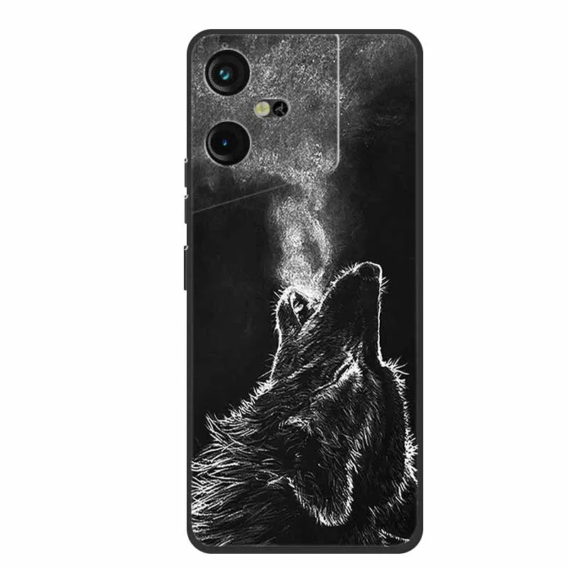 Luxury Soft Silicone TPU Phone Back Cover with Animal Wolf Design