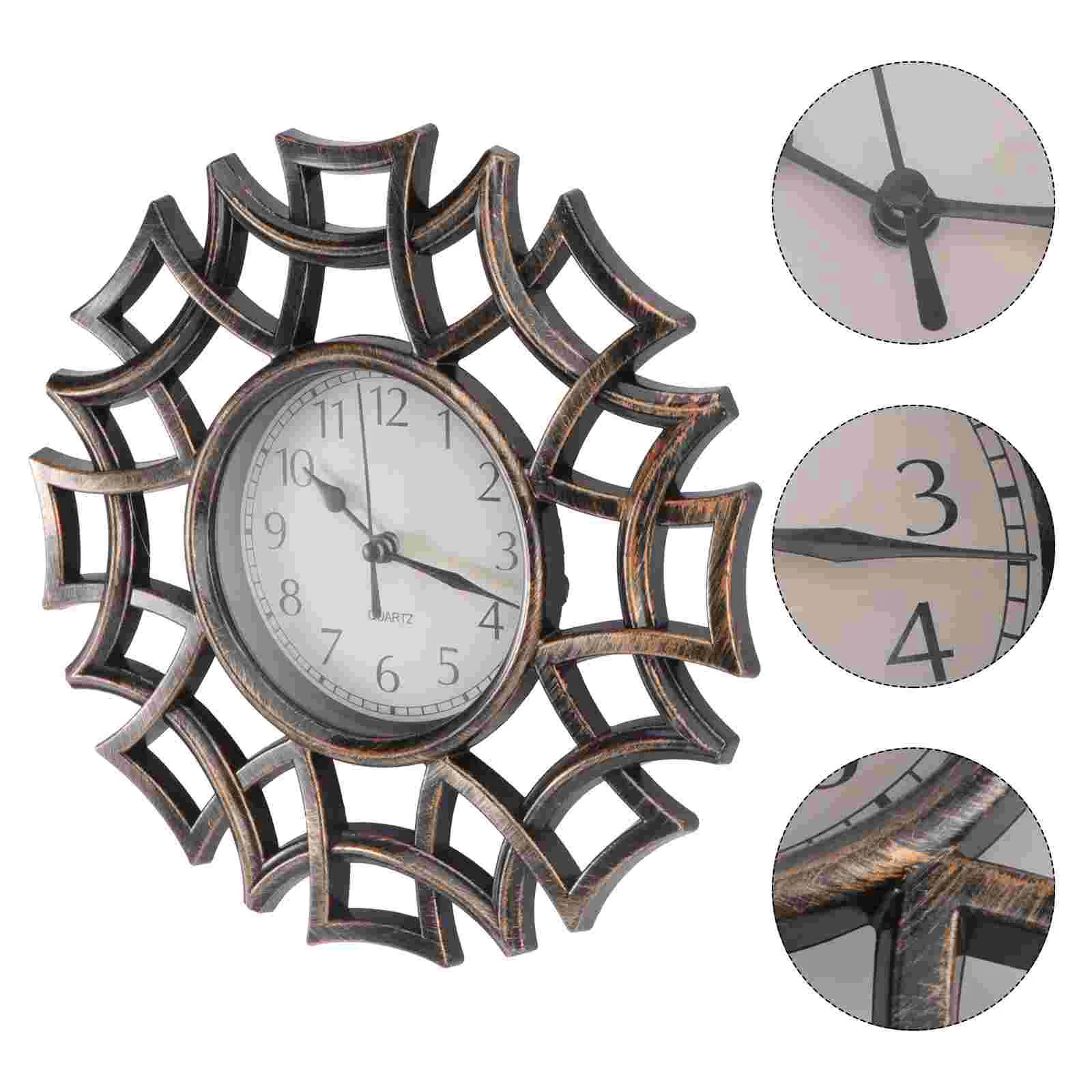 

Living Room Wall Clock Retro Silent Non Ticking Clock Decorative Office Kitchen Black Vintage European