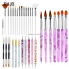 New 2025 Multiple nail art nail brush Design Tip Drawing Carving Dotting Nail Pen Builder Flat Liner Acrylic Gel Polish Manicure 1