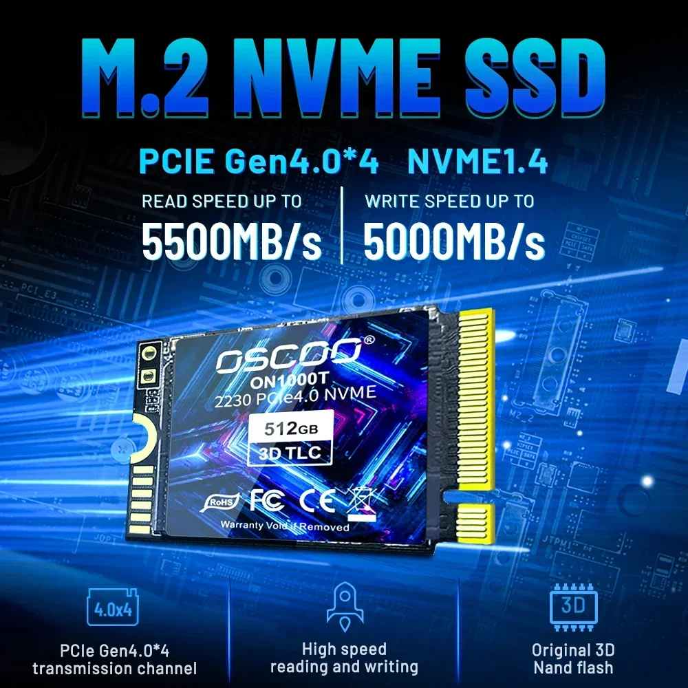 OSCOO M.2 2230 NVMe PCIe Gen4.0*4 SSD 1TB Internal Solid-State