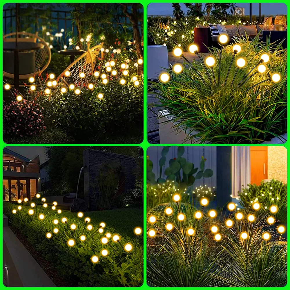 Solar Power Firefly Swaying Lawn Light Waterproof Garden Landscape Lamps with Dancing Outdoor Lighting Pathway Lights