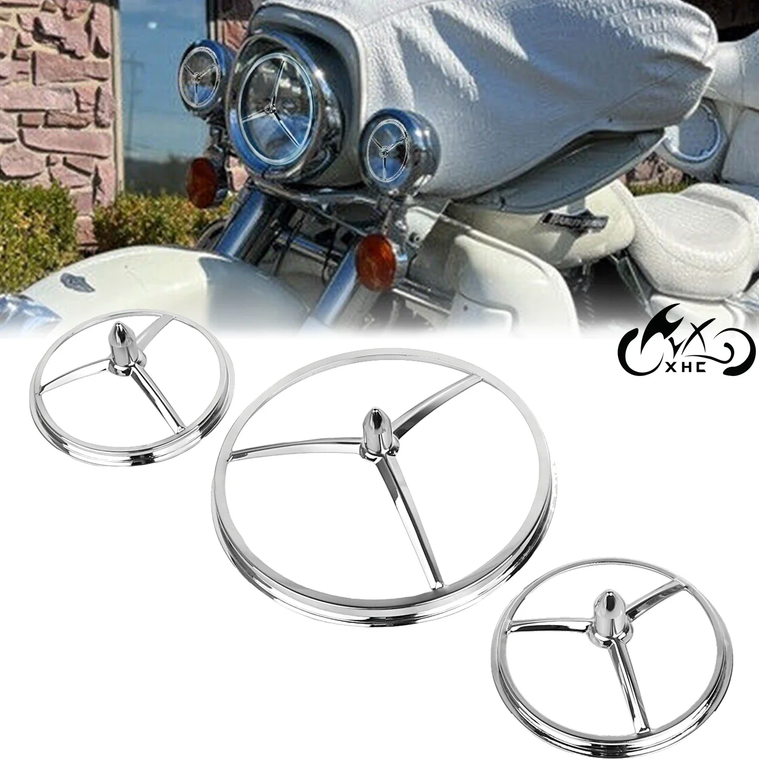 Motorcycle Accessories 7" Headlight & 4.5" Auxiliary Light Lamp Trim Ring Bullet Cover For Harley Touring Electra Tour Street Glide Road King
