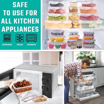 50 Pcs Large Food Storage Containers with Lids Airtight-85 OZ to Sauces Box-Total 526OZ Stackable Kitchen Bowls Set Meal Prep 6